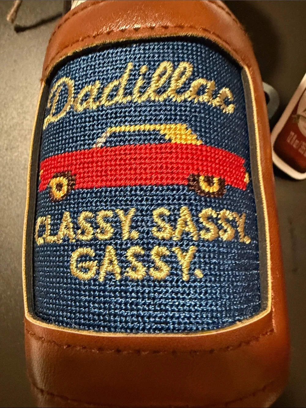 Body Wash Gift Set with Brown Leather Koozies - Blue & Red Patch Designs NEW